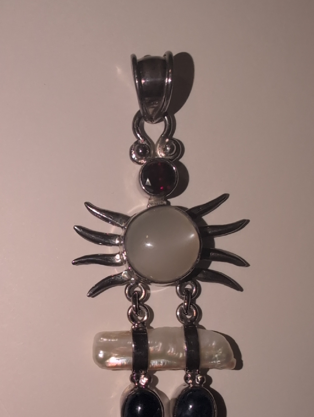 Sterling Silver Celestial Gemstone And Pearl Pendant - Picture 13 of 13
